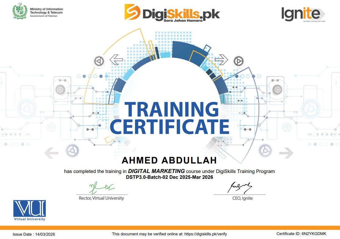 Digital Marketing certificate